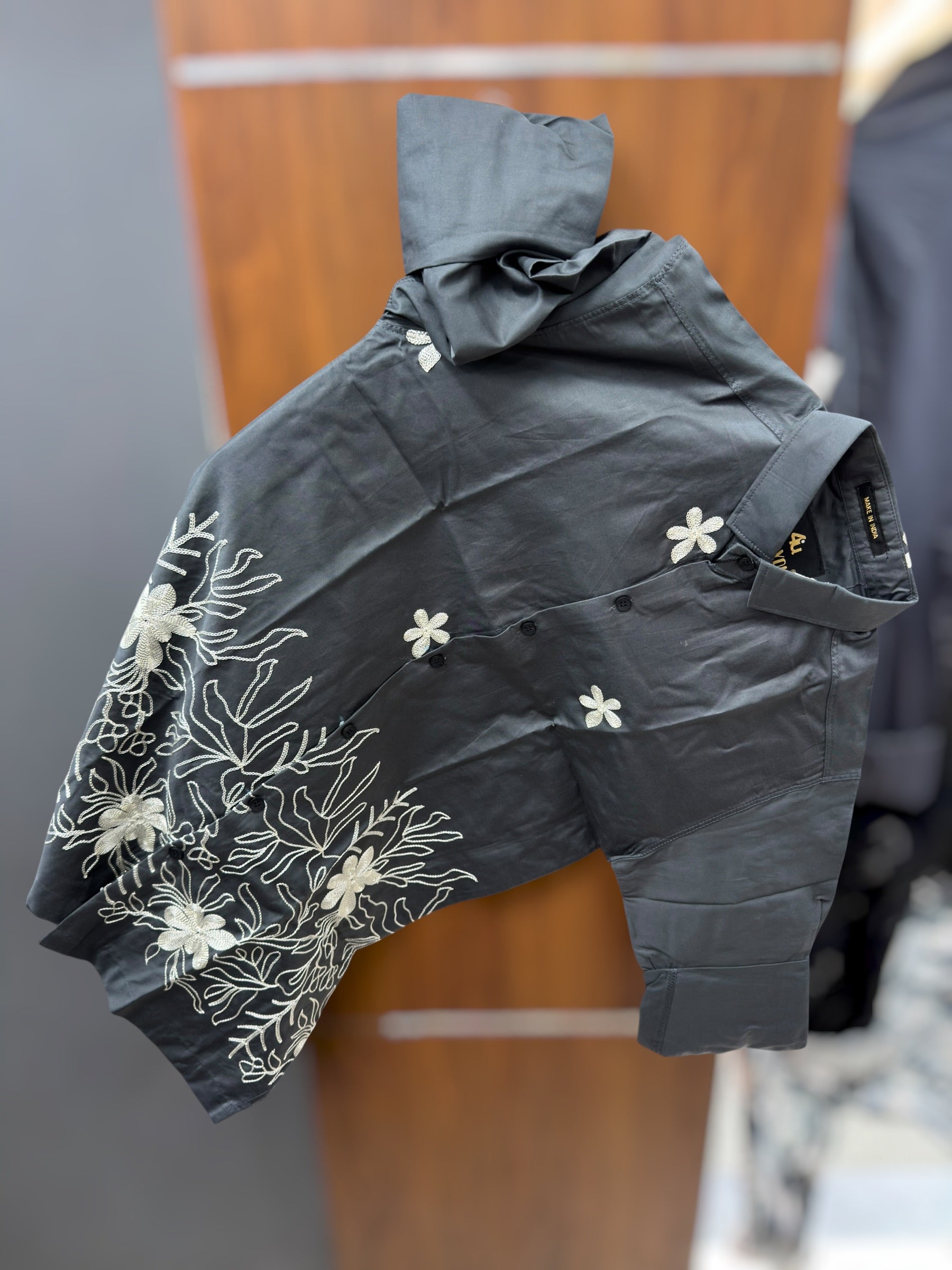 Embroidery shirt Full sleeve Gree