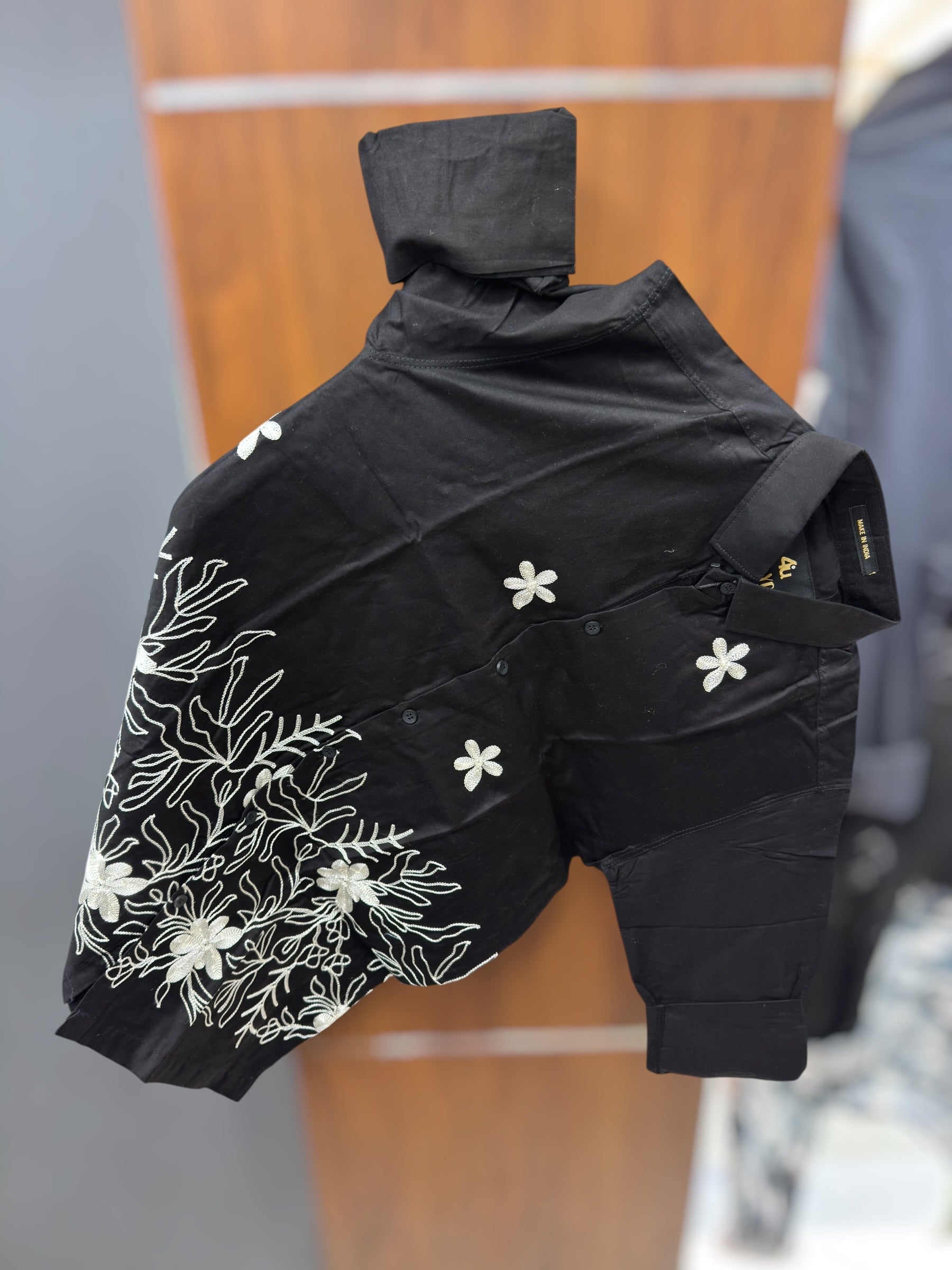 Embroidery shirt Full sleeve Black